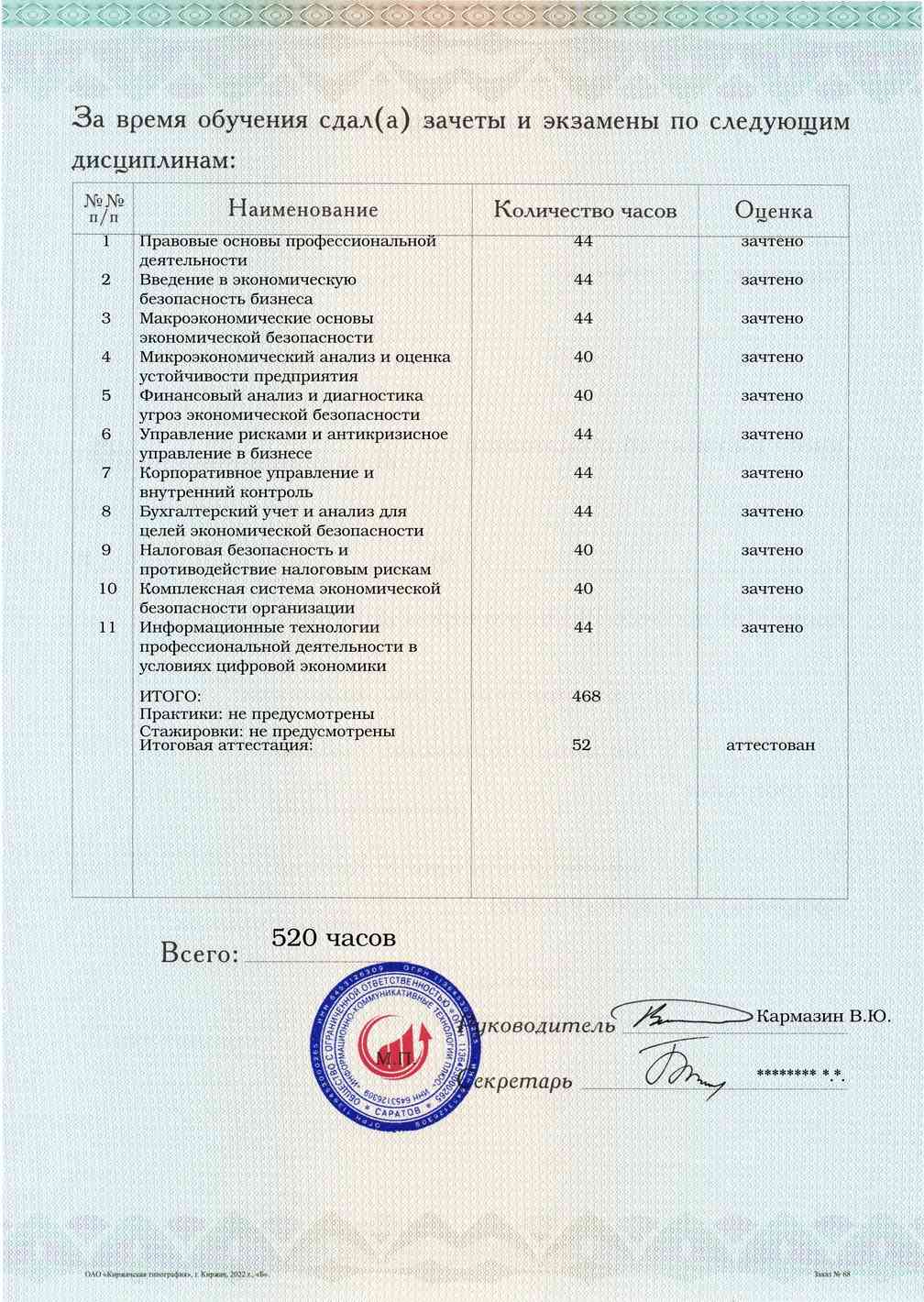 Приложение к диплому