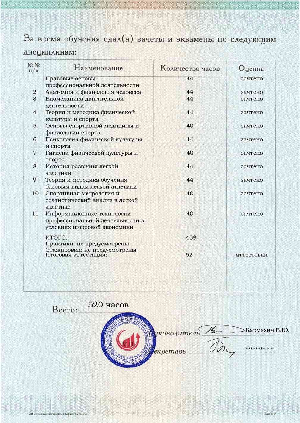 Приложение к диплому