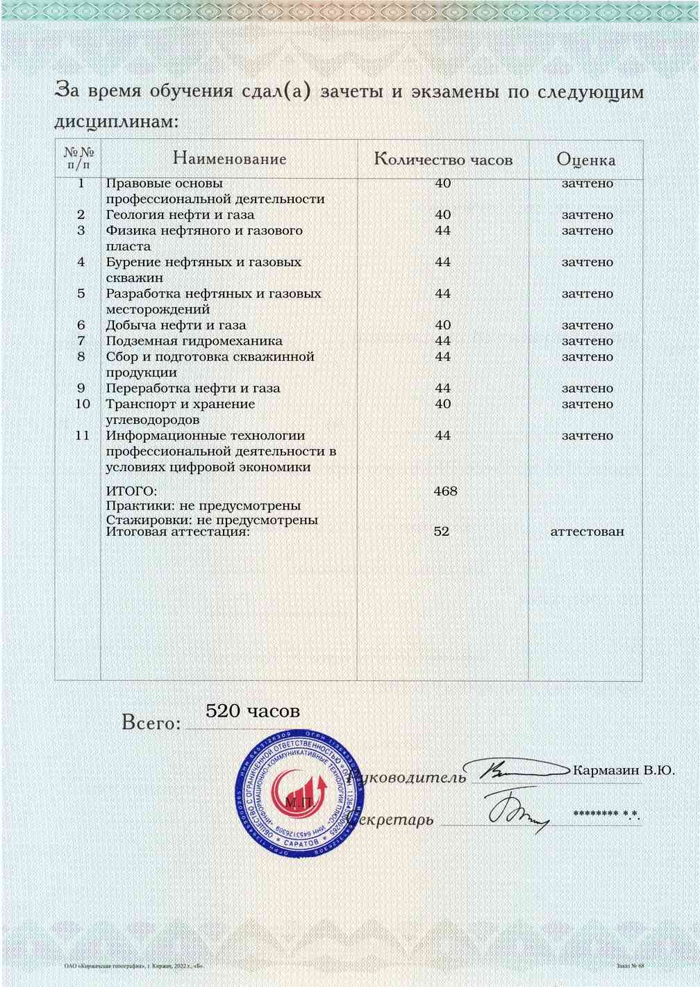 Приложение к диплому