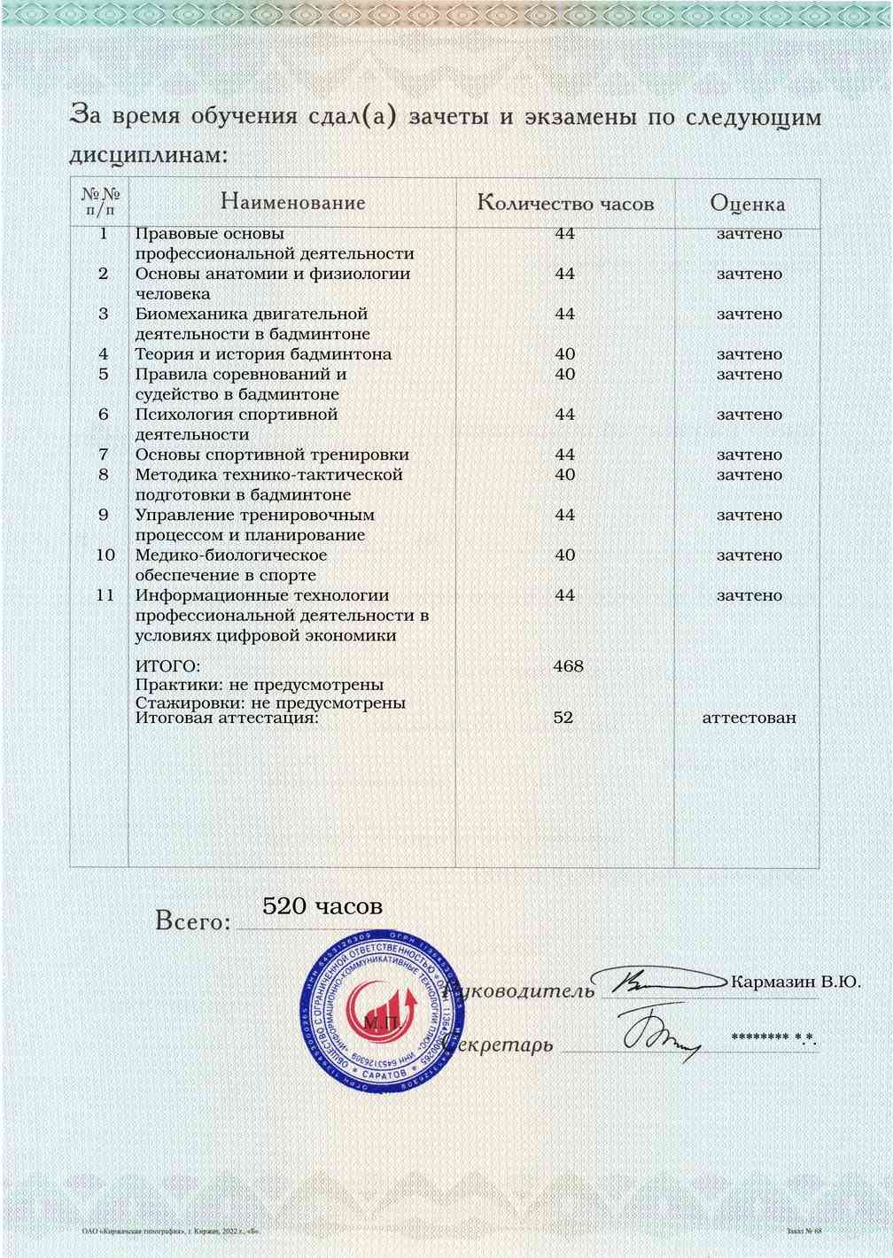 Приложение к диплому