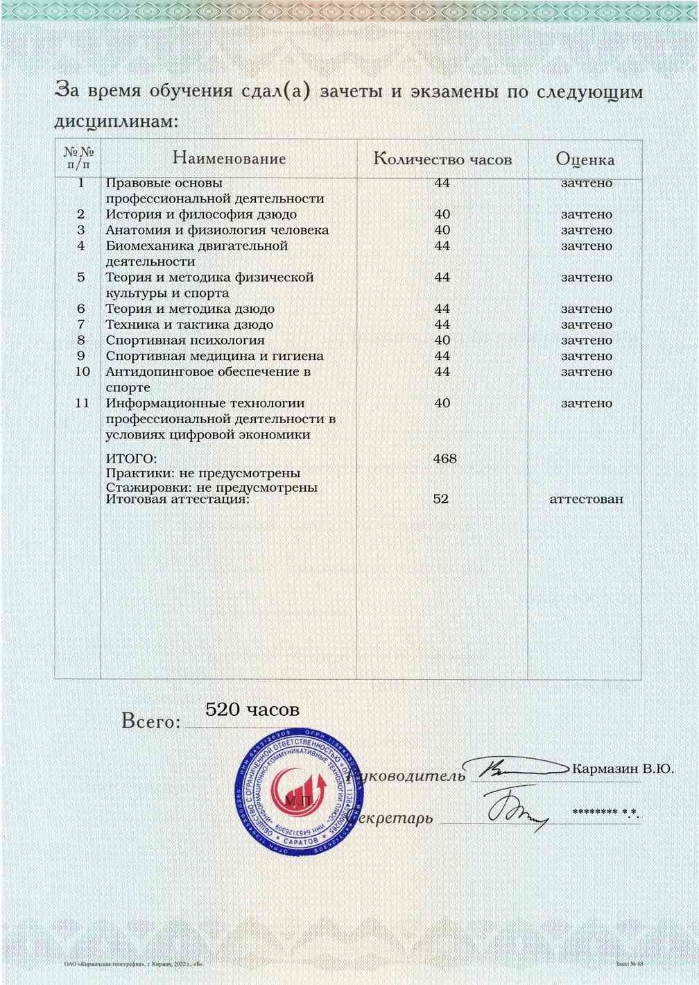 Приложение к диплому